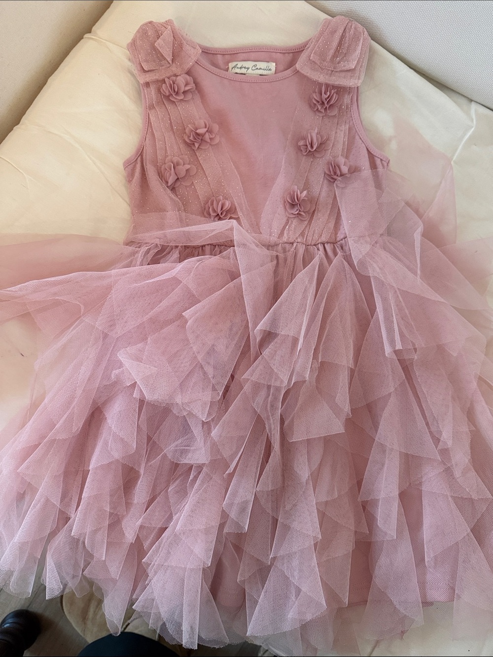Dusty Pink Ruffle Tulle Party Dress for Girls